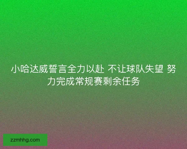 小哈达威誓言全力以赴 不让球队失望 努力完成常规赛剩余任务