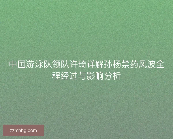 中国游泳队领队许琦详解孙杨禁药风波全程经过与影响分析