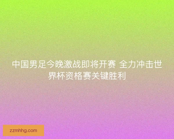 中国男足今晚激战即将开赛 全力冲击世界杯资格赛关键胜利 中国男足今晚激战即将开赛 全力冲击世界杯资格赛关键胜利